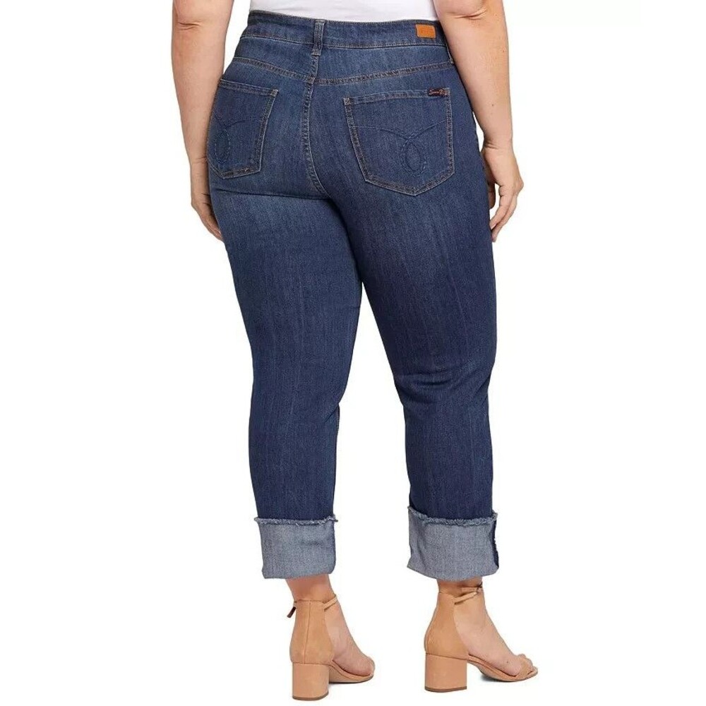 Seven7 Women's Plus Size High Rise Slim Straight Cuff Jeans Avalon Blue 20W - Picture 4 of 10